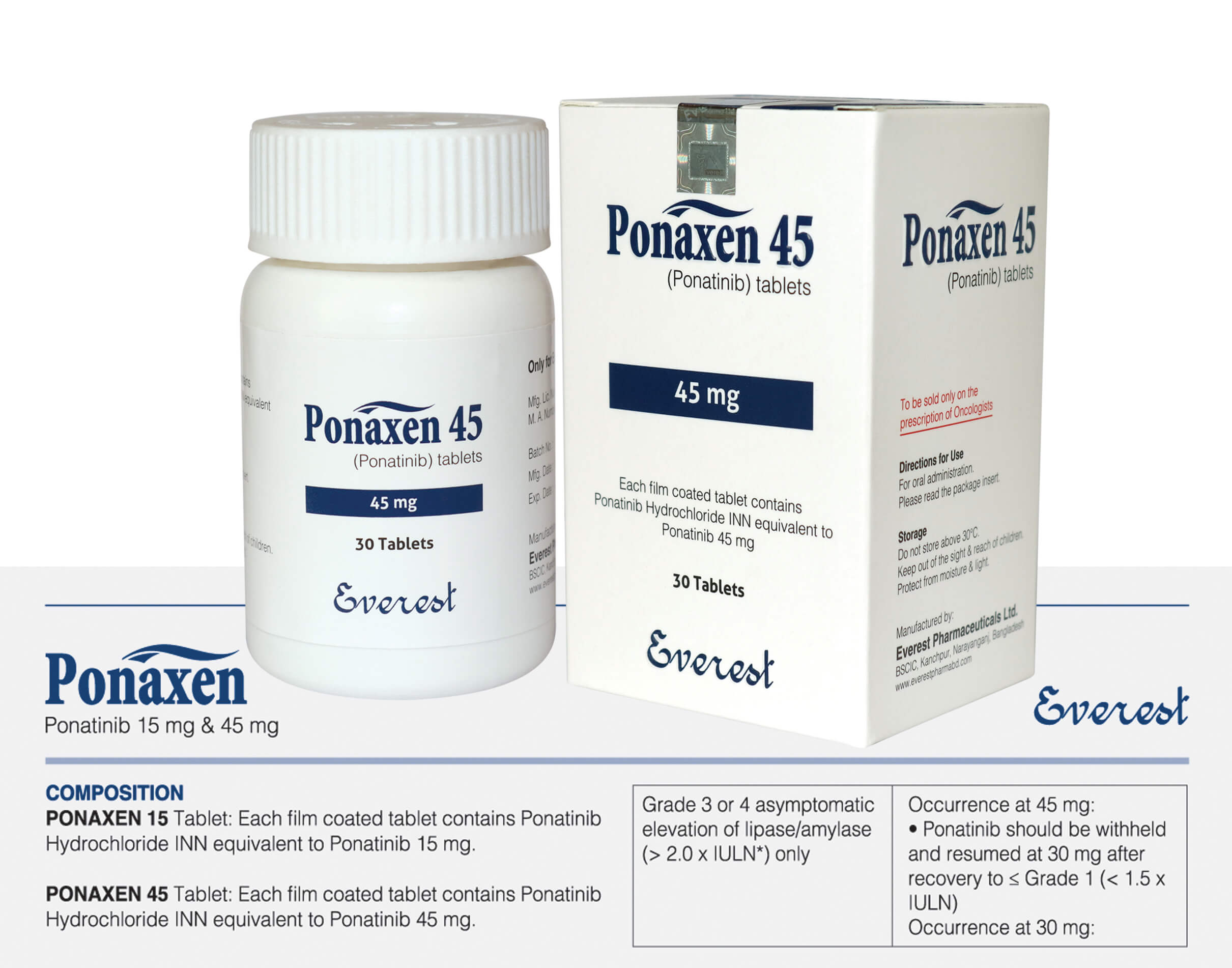 Ponaxen45普纳替尼Ponatinib（45mg）珠峰制药