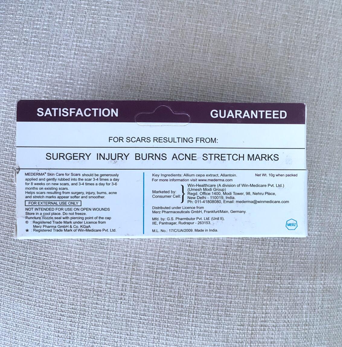 Mederma印度美德玛祛疤膏(10mg)