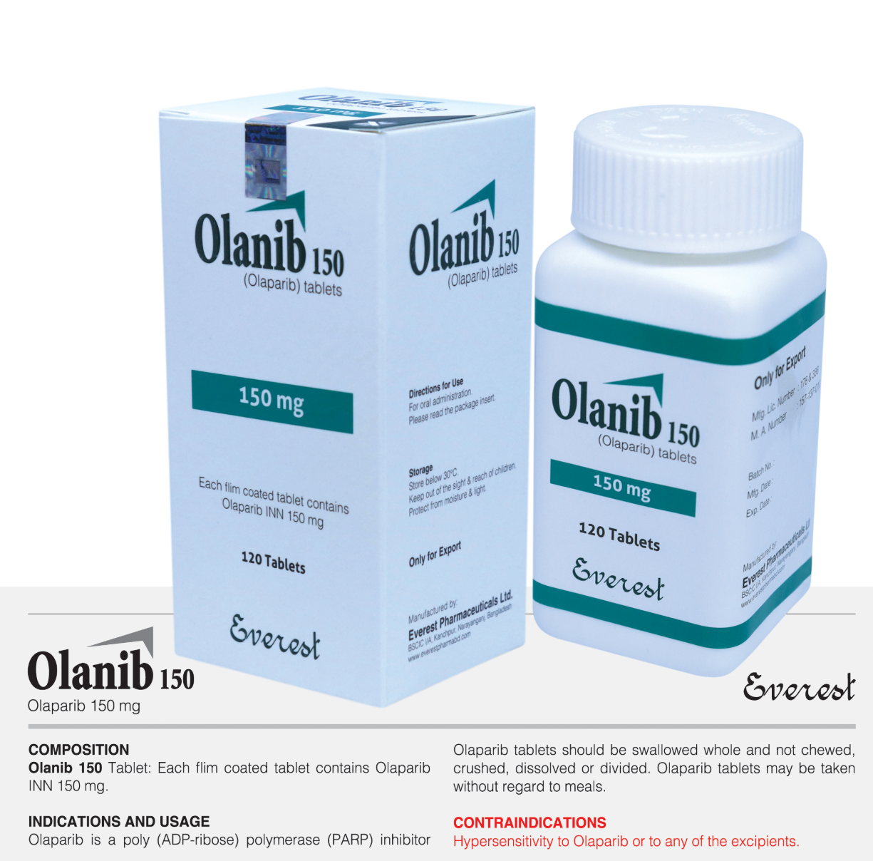Olanib150奥拉帕利/奥拉帕尼(olaparib)孟加拉珠峰制药150mg